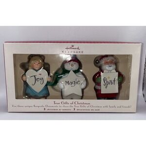 Hallmark True Gifts of Christmas -3 Ornament Set Santa, Snowman, Angel -2007 NEW